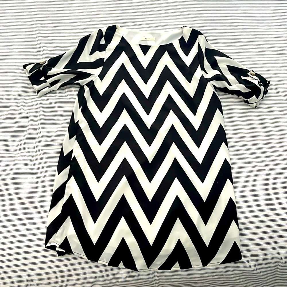 White and Black Mini Dress